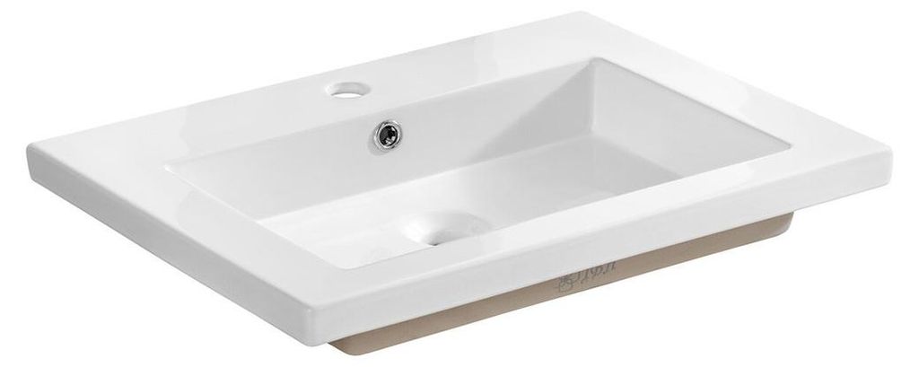 Einbauwaschbecken ELIO 60 cm Keramik weiß glänzend rechteckiges Design