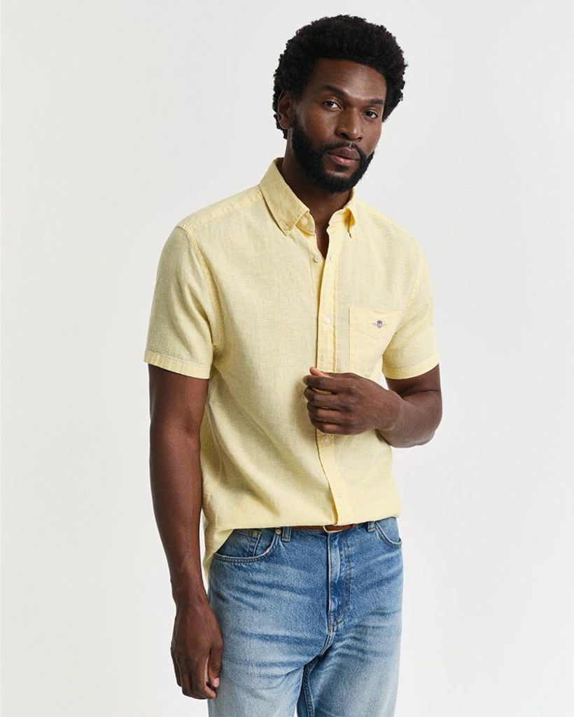 Gant 3250083 Kurzarmhemd Gelb 3XL Mann Gelb 3XL