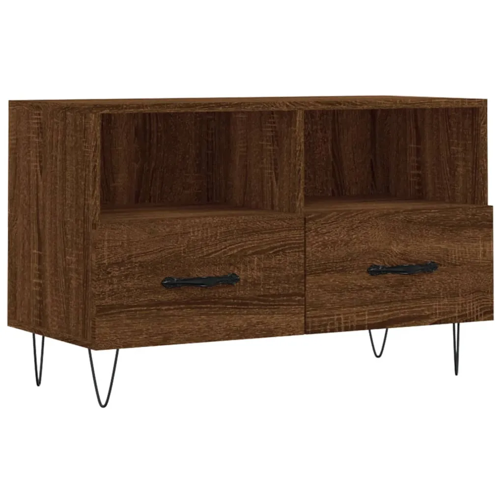Support TV 80 cm brun chêne pour salon et chambre - Design compact