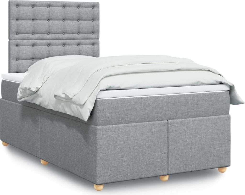 SYFAX Boxspringbett mit Matratze Hellgrau 120x190 cm Stoff