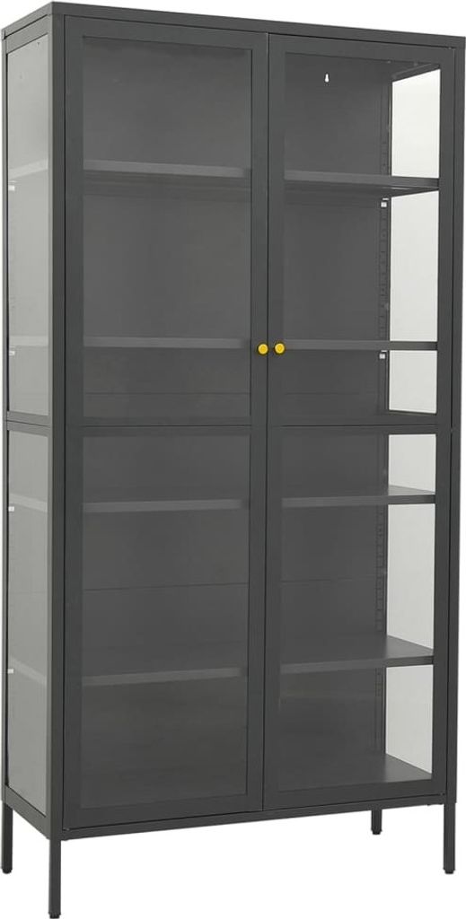 vidaXL Vitrine Anthrazit 90x40x180 cm Stahl und Gehärtetes Produktbild 