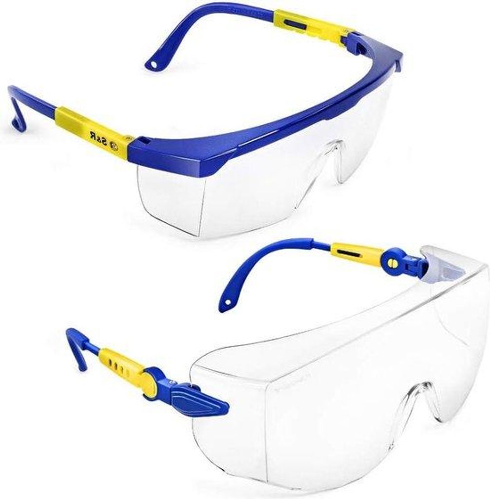 Schutzbrille - widerstandsfähig - polycarbonat - transparent - verstellbare Klappe - UV 400-Schutz - Hut - Schutzvorhang