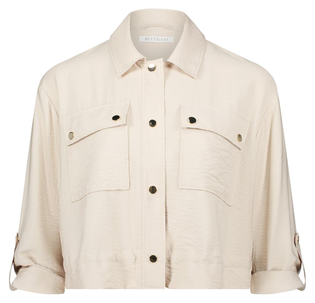 Lässige Jacke mit Hemdkragen, Knopfleiste und aufgesetzten Taschen, Uni
