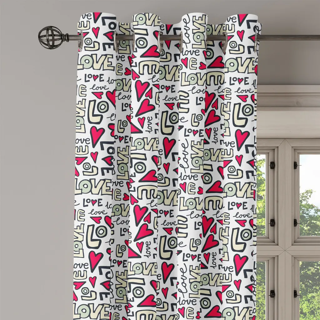 Rideaux Romance Graffiti 280x175 cm - Solution Déco Moderne Cœur - 3