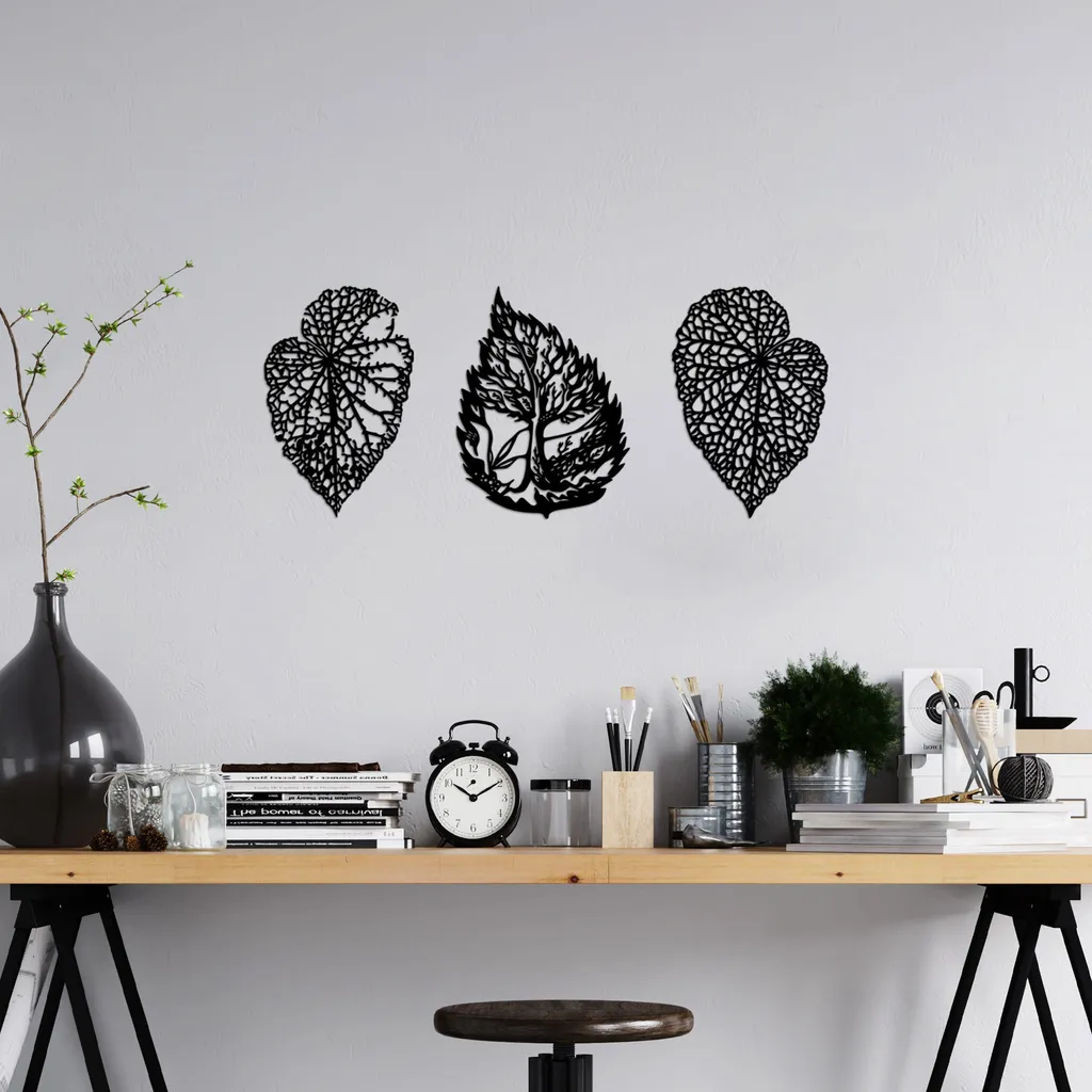 Décoration Murale Moderne pour Intérieur Noir Métal Wallity 22 x 33 cm
