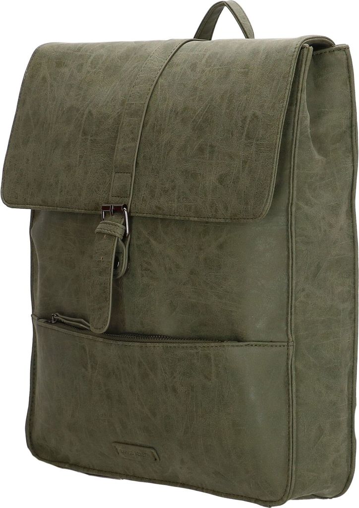 Damen Herren Überschlag Rucksack Plane Tasche Fahrradrucksack Kurier leder Optik Rollup Bag Olive