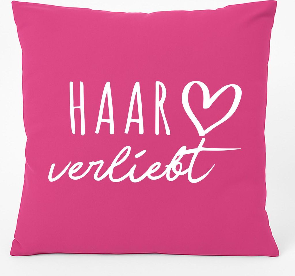 Huuraa Kissen Haar verliebt 40x40cm mit Füllung Fuchsia Baumwolle Dekokissen Geschenkidee