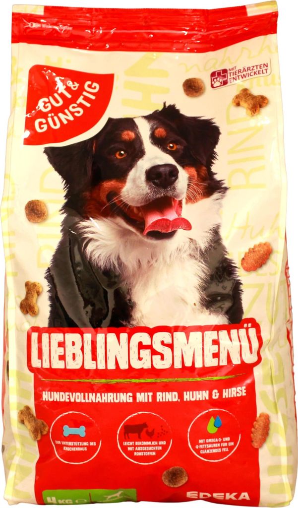 Lieblingsmenü Hundevollnahrung mit Rind, Huhn und Hirse, (1 x 4 kg Sack)