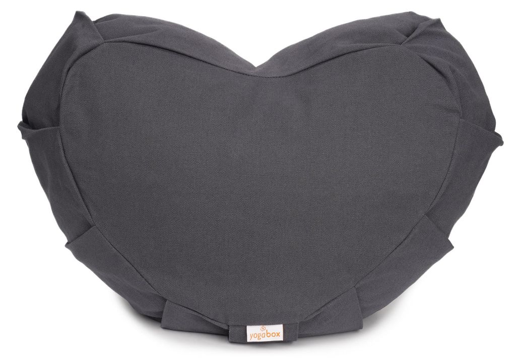 yogabox Meditationskissen Zafu ZEN Halbmond BASIC mit ZIP - grau 42 x 42 x 15 cm Buchweizenschalen