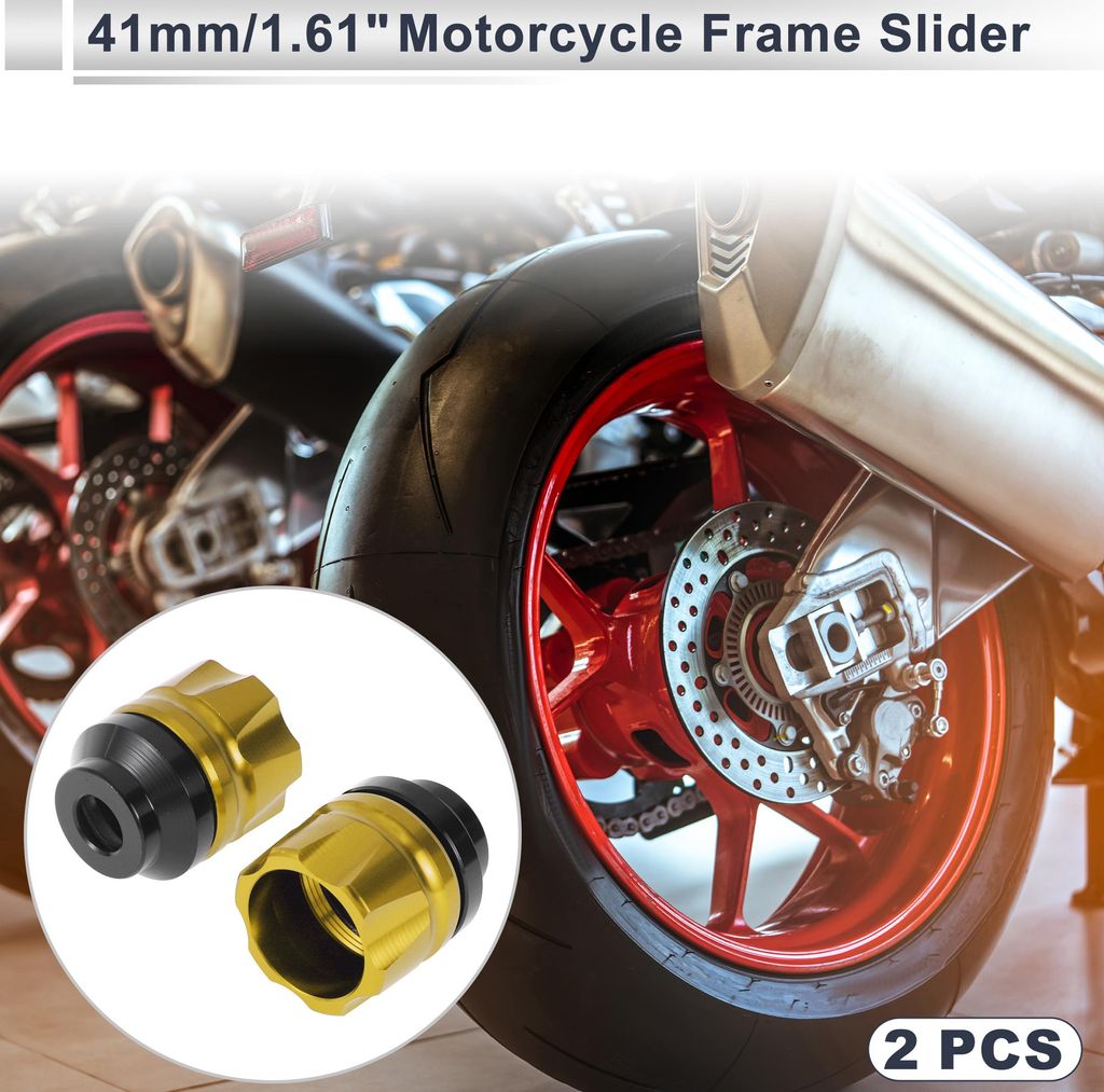 14mm M14 Motorrad Slider Rahmen Aluminiumlegierung Rad Verkleidung Schutz Crash Pad Schutzblech 41mm 47mm Goldton 2 Stück
