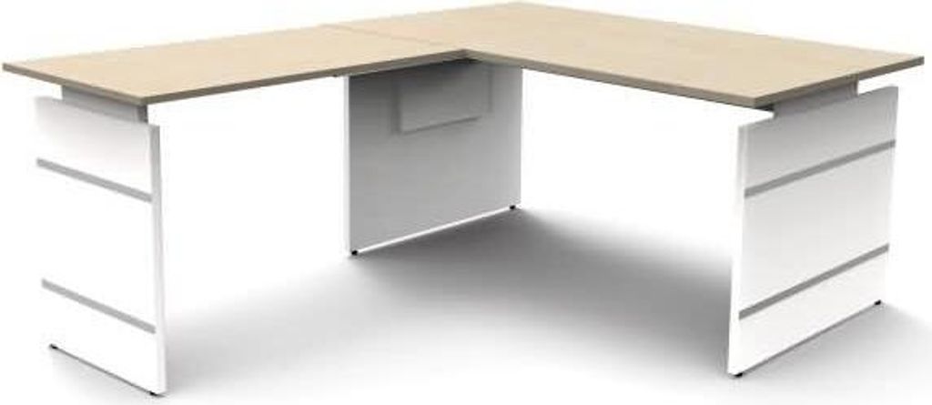 Kerkmann Schreibtisch Form 4 160x80x68-76 cm m. Anbautisch 100x60 cm Wangen-Gestell Ahorn