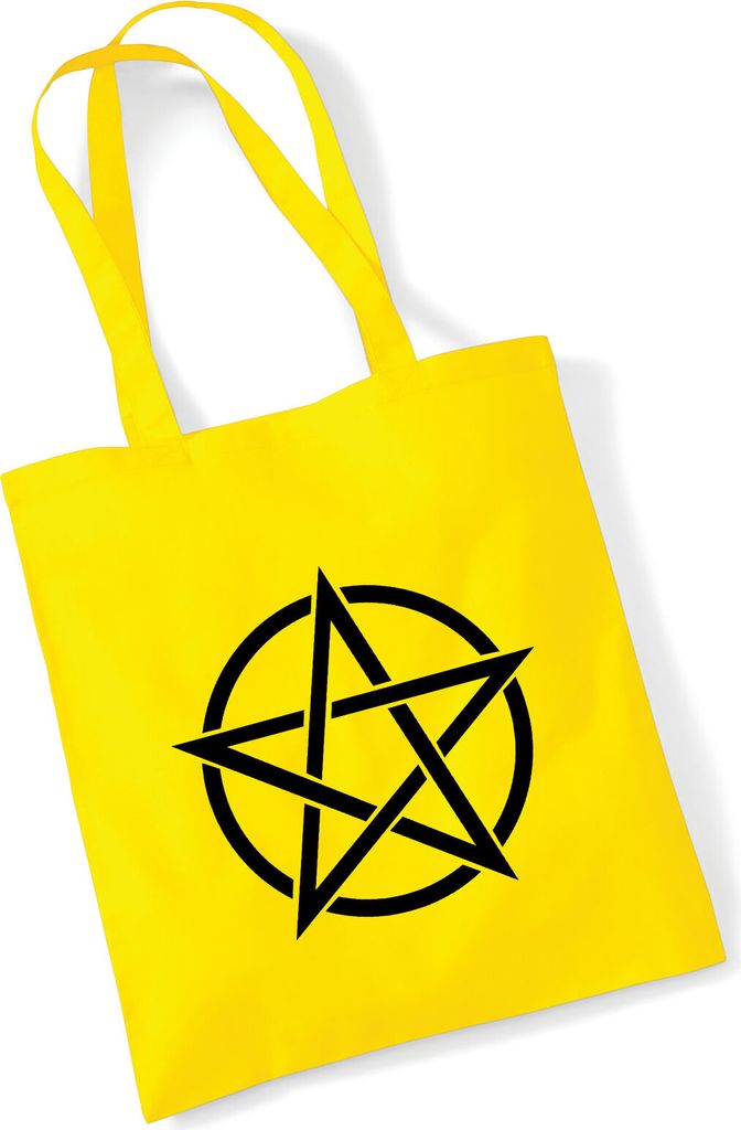 Huuraa Jutebeutel Pentagramm Drudenfuß 10 Liter Yellow Baumwolle Tasche Geschenkidee