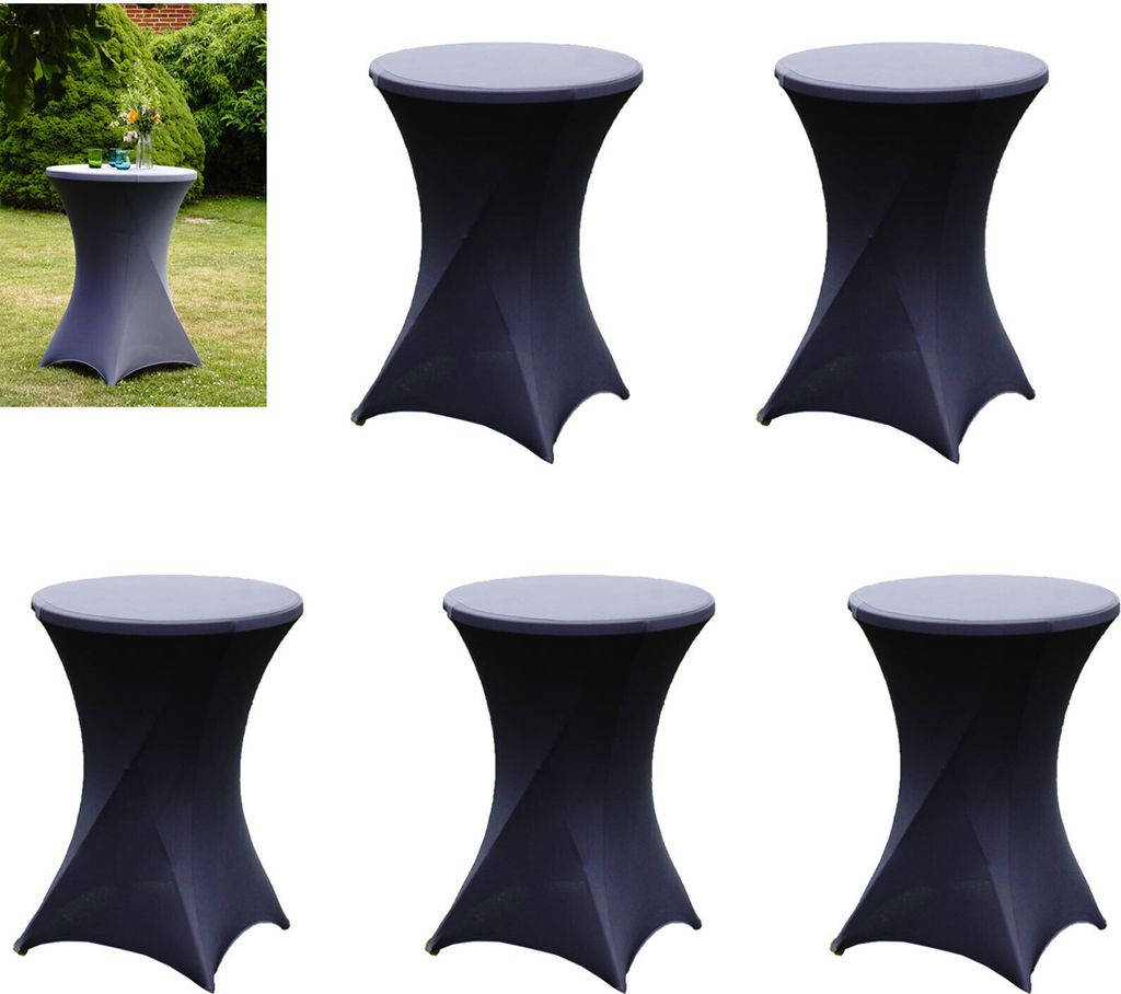 5x Stehtischhusse für Partytisch Ø 60-80cm anthrazit Bistrotisch Stehtischhusse Decke