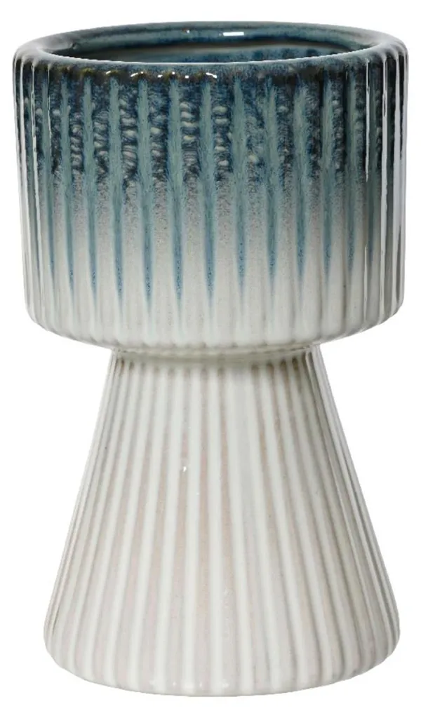 Pot en céramique émaillée Decoris bleu et blanc, hauteur 19,5 cm pro