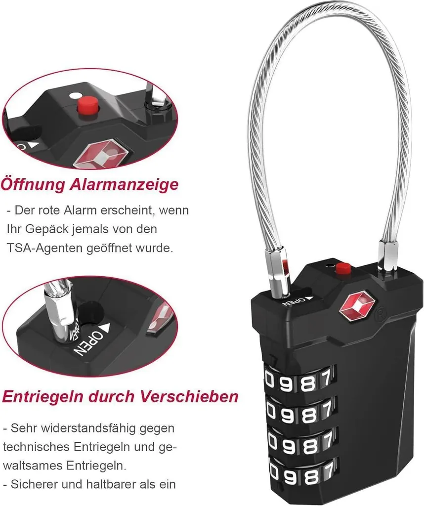 Évitez les valises forcées avec ce lot de 2 serrures TSA à code 4 chiffres - 4