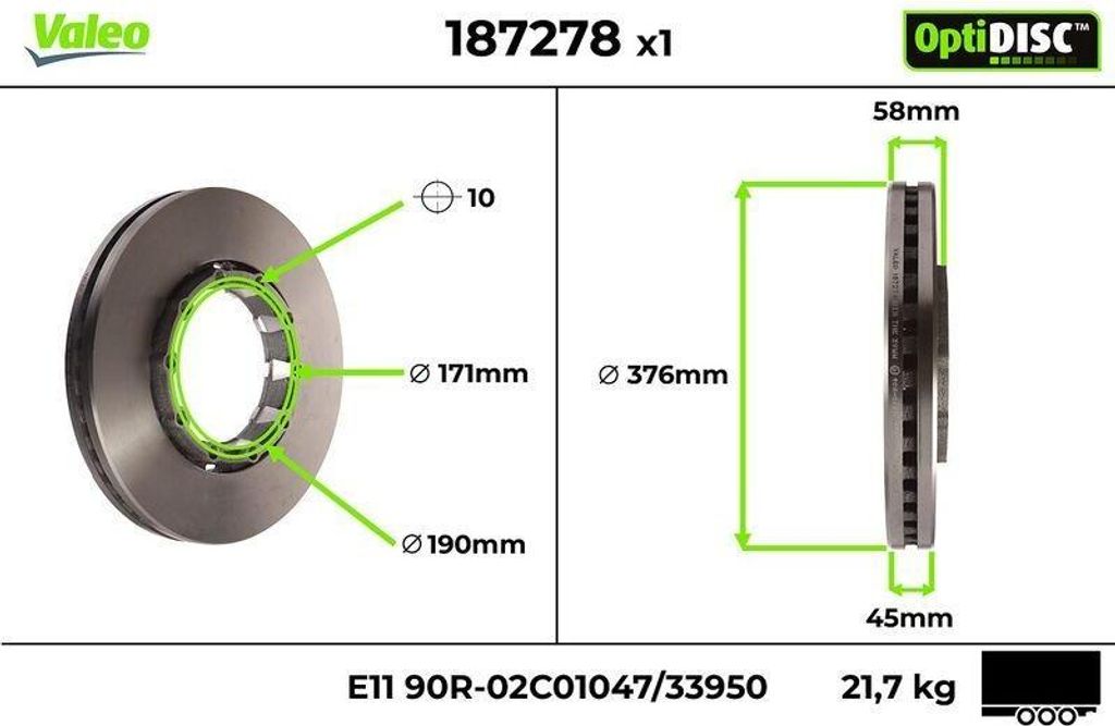 2 Bremsscheiben Hinterachse belüftet Ø 170,5 mm 45 mm VALEO für u.a. SAF