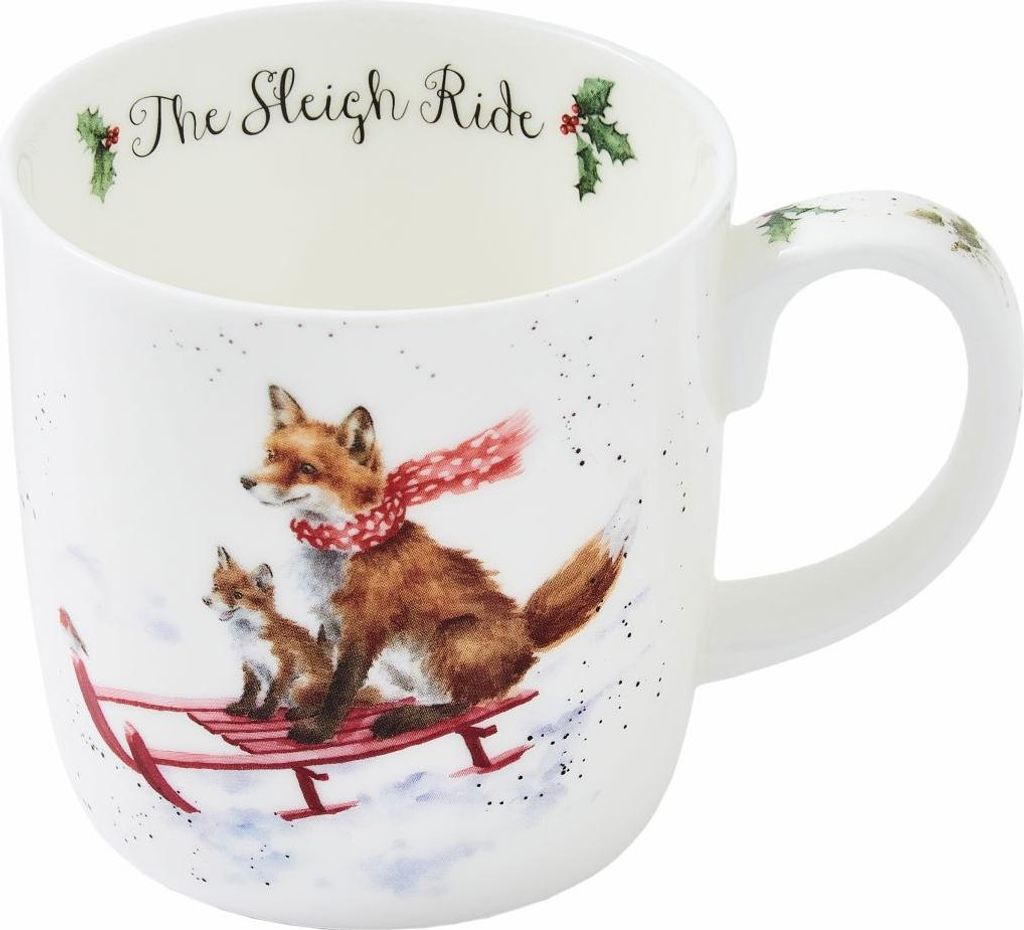 Wrendale Designs Porzellan-Becher Fuchs Schlittenfahrt Produktbild 