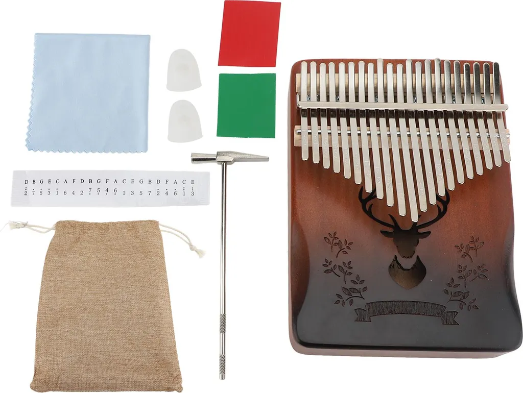 Kalimba 21 touches en acajou dégradé, petit piano à pouces type 2