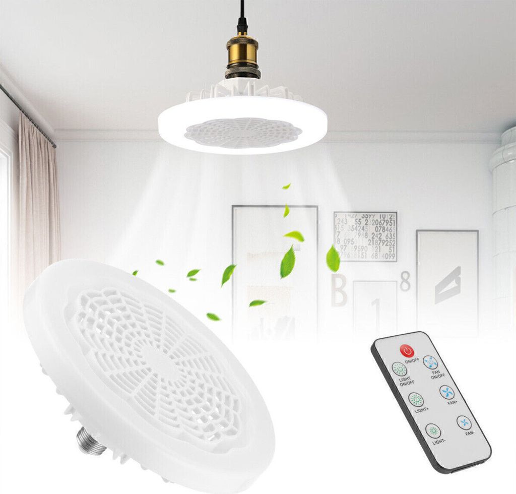 E27 E27 Schraubventilator Licht, Dimmbare Wohnzimmer Deckenleuchte Lampe mit Fernbedienung