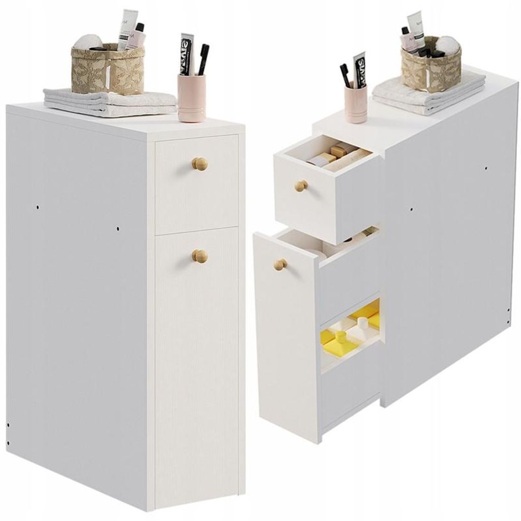 Schmaler Badezimmerschrank / Badezimmerkolonne – Weiss, Produktbild 