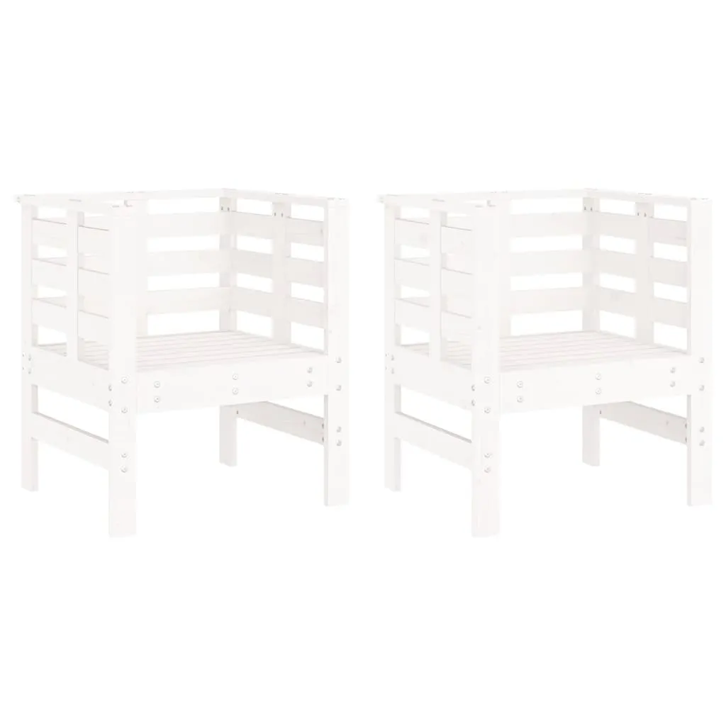 vidaXL Sedie da giardino 2 pz. Bianco 61,5x53x71 cm in legno di pino massiccio