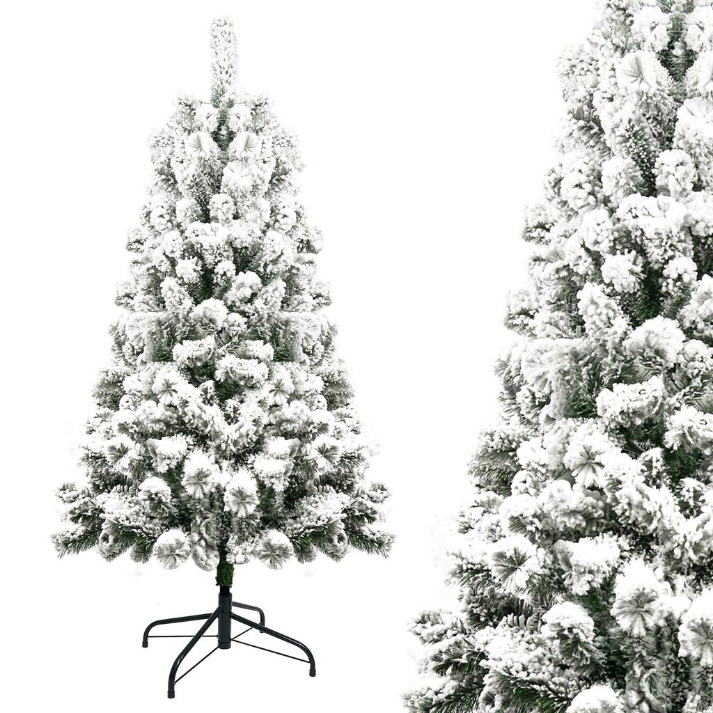 Künstlicher Weihnachtsbaum 120cm, Spitzen ca. 150 Weihnachtsbäume mit Schnee, Tannenbaum mit Schneebedeckten Beschneiten Spitzen, inkl. Metallst...