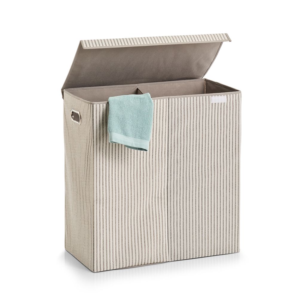 Zeller Wäschesammler "Stripes", 2-fach, Vlies, beige, 61,5 Produktbild 
