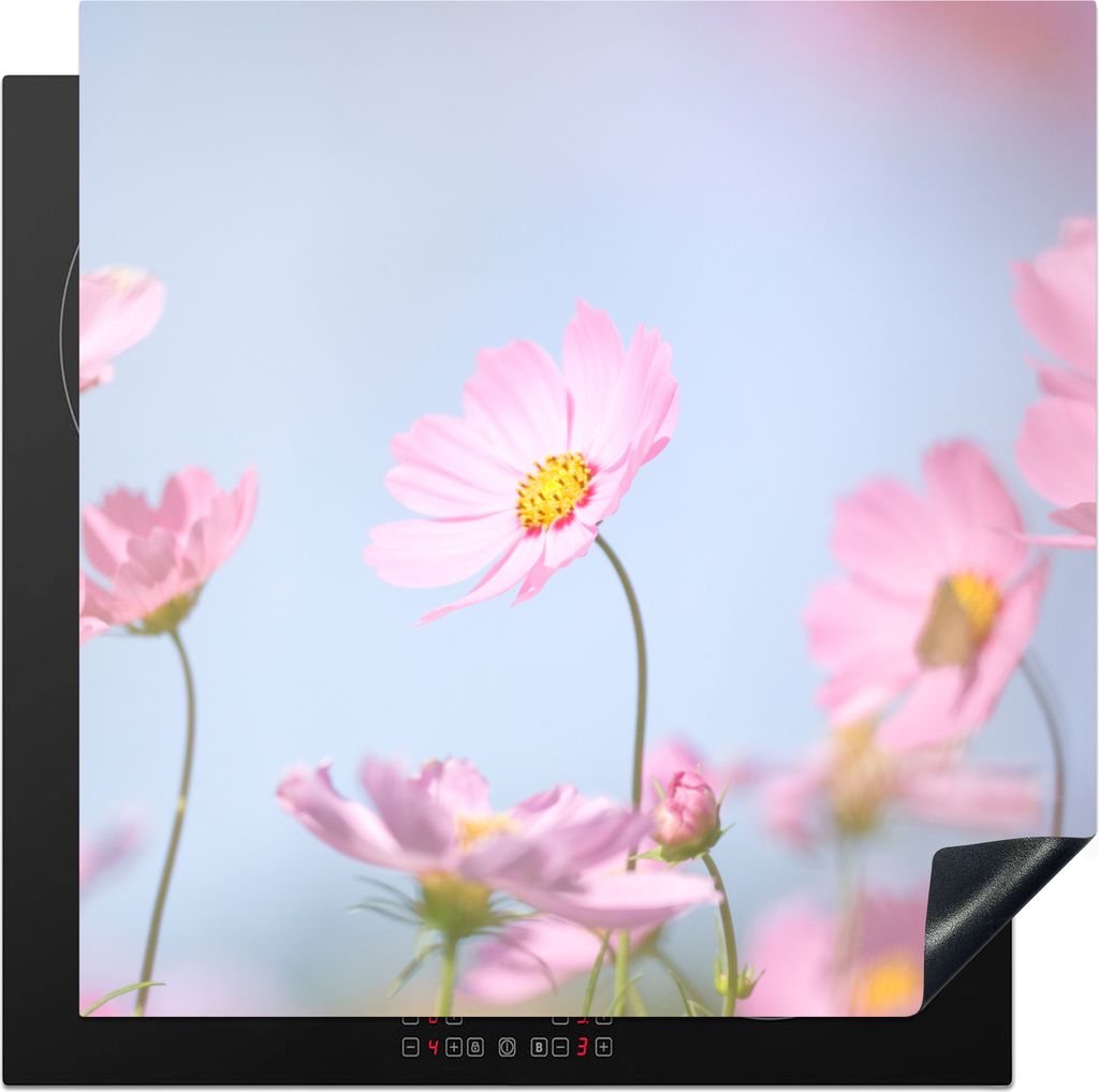 KitchenYeah Herdabdeckplatte Blumen - Rosa - Draußen - Natur , 78x78cm, Küche Deko, Glaskeramikkochfeld Herdabdeckung, Abdeckplatte fùr Kochfeld