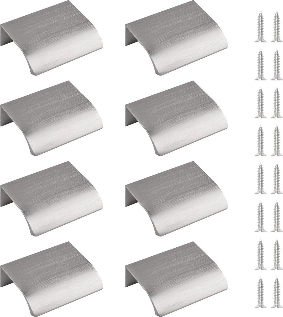 Moderne verborgene Handgriffe - unsichtbarer Stil - 8 Stück - gebürstetes Nickel - Aluminium