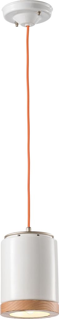 Pendelleuchte Keramik Holz E27 rund Ø 12,5 cm H: max. 129 cm Weiß Modern Keramikleuchte