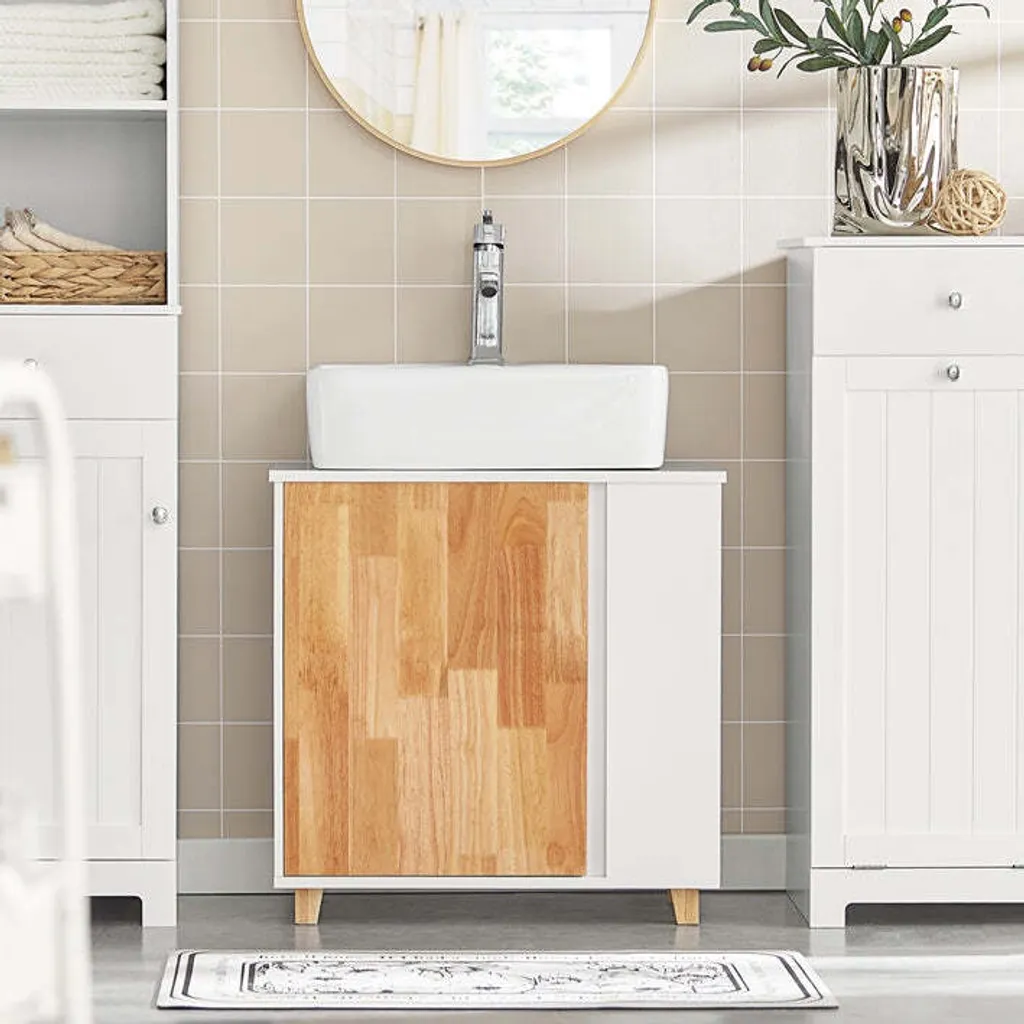 Cachez votre siphon avec ce meuble sous-vasque robuste 60x60cm Rootz