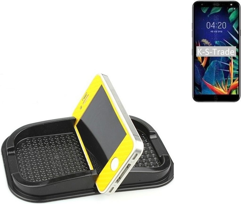K-S-Trade Auto Anti Rutsch Matte Smartphone-Halter kompatibel mit LG Electronics X4 (2019) Haft Pad Armaturenbrett Handy-Halterung Silikon