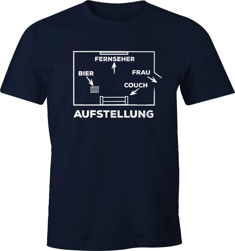 Herren T-Shirt Aufstellung Fußball WM 2018 Bier Frau raus Couch Mannschaft Fun-Shirt Moonworks navy 5XL
