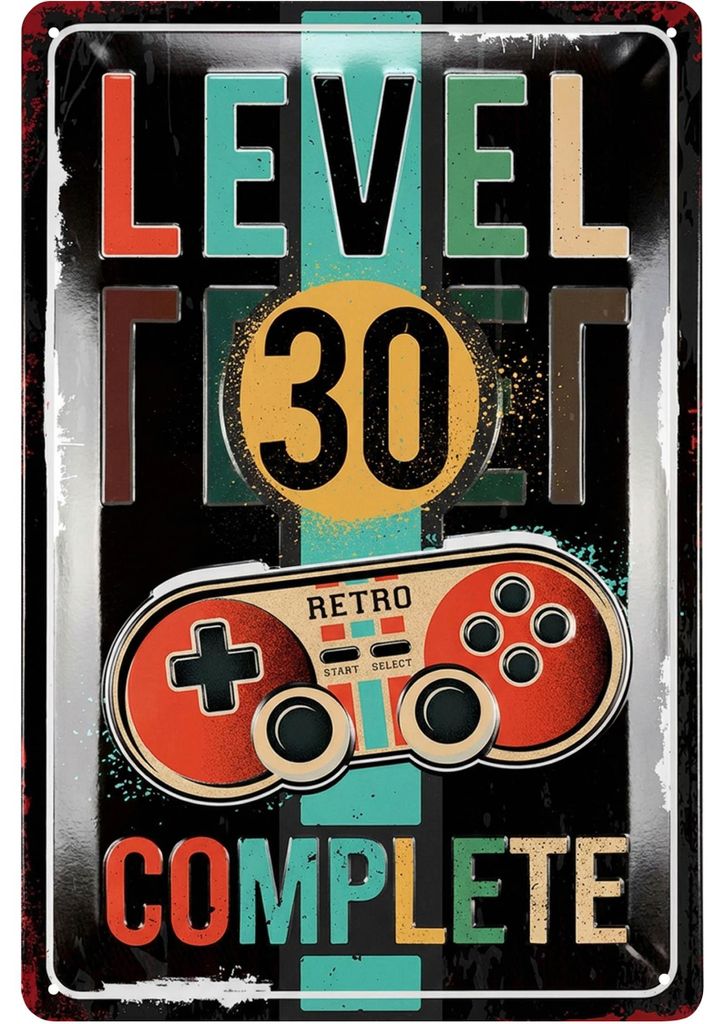 Blechschild 30 Schild Geburtstag - LEVEL 30 COMPLETE - Deko Produktbild 