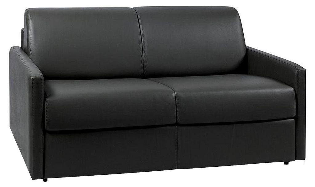 Express-Schlafsofa für 2 Personen aus schwarzem Kunstleder mit Sitzfläche aus Memory-Schaumstoff – Liegefläche 120 cm – Matratze 22 cm mit S...