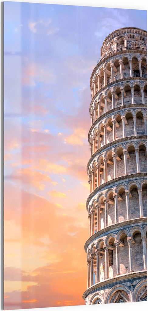 DEQORI Magnettafel Glas 50x100 cm 'Der Schiefe Turm von Pisa' beschreibbar Whiteboard