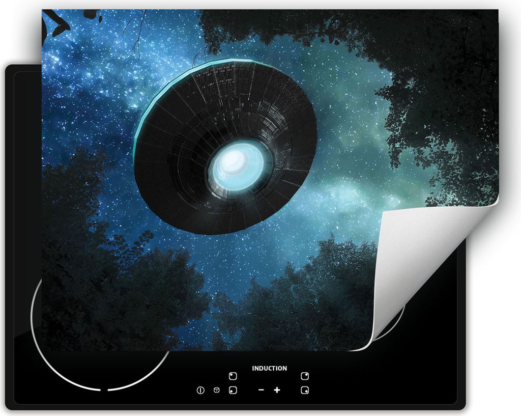 DarHaus Herdabdeckplatte 70x52 cm Anti Rutsch Matte Aufrollbar, Ufo