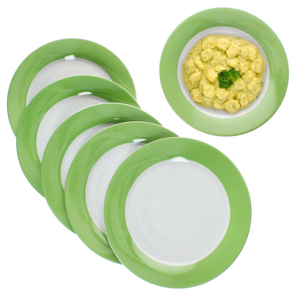 6er Set Variant Grün Speiseteller Ø27cm bunte große Ess-Teller 6 Personen