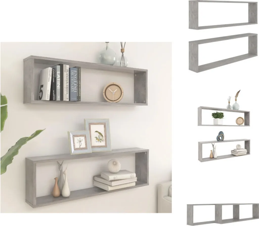 vidaXL Mensole a Cubo Grigio Cemento 100x15x30 cm | Design Moderno