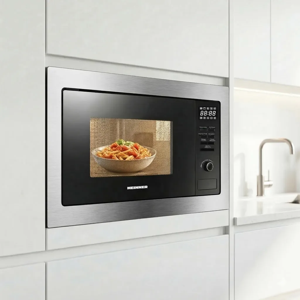Four Micro-ondes Combiné Grill Encastrable 25L Heinner Argent et Noir - 6