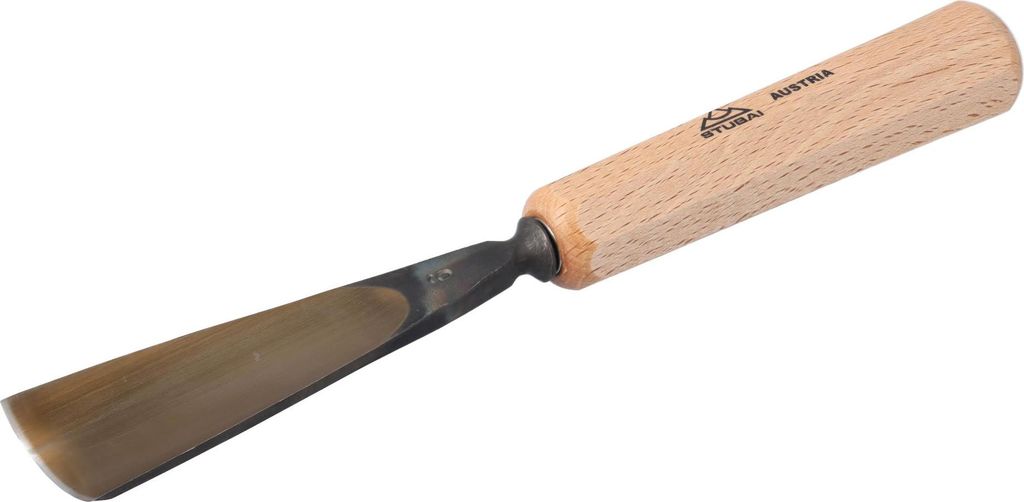 STUBAI Stemmeisen Stechbeitel Serie 52 - Form 6 | Gerades Hohleisen - 40 mm, mit Holzgriff, für Figurenarbeiten, zur präzisen Bearbeitung von Hol...