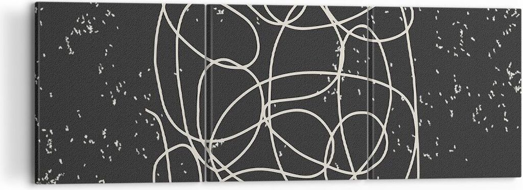 Bild auf Leinwand - Leinwandbild - 3 Teile - Modern Linie Schwarz - 120x40cm - Wand Bild - Wanddeko - Wandbilder - Leinwanddruck - Bilder - Wanddek...
