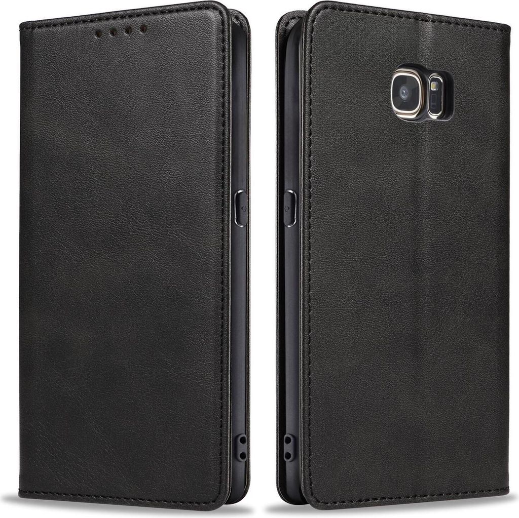 Handyhülle für Samsung Galaxy S7 Edge Kunstleder Flip Cover Hülle Handytasche Case Kartenfach Farbe: Schwarz