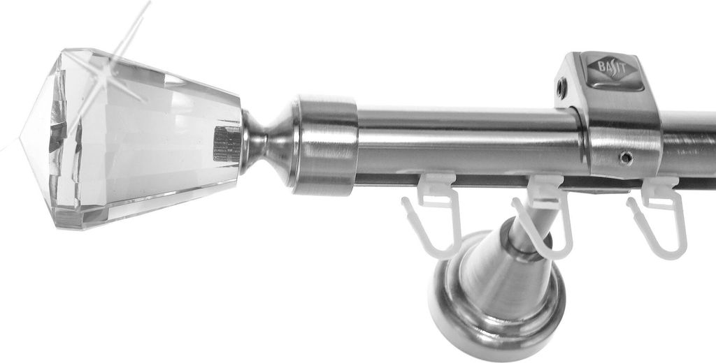 Innenlauf Gardinenstange 1-läufig Edelstahl Look Wandmontage Ø 20mm H50 I
