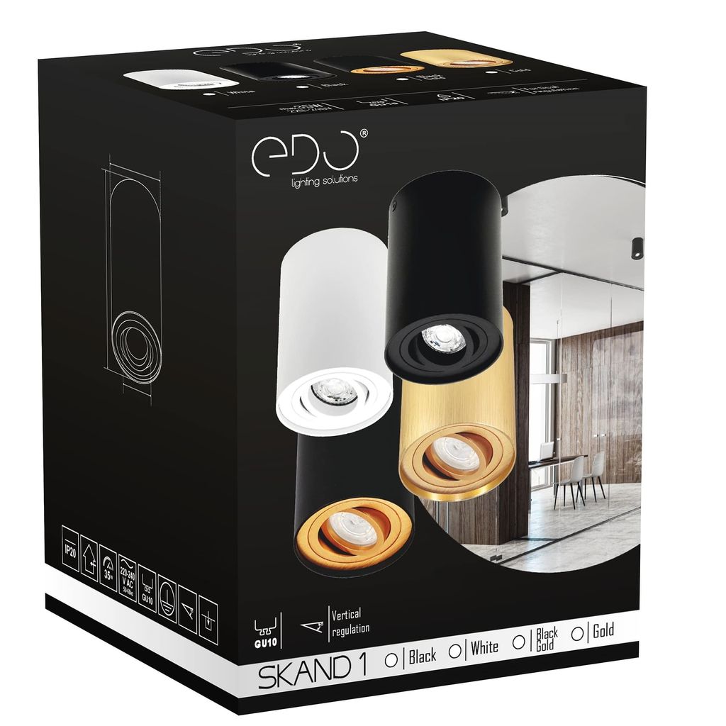 SKAND 1 oro nero GU10 IP20 faretto da soffitto rotondo oro Immagine del prodotto 