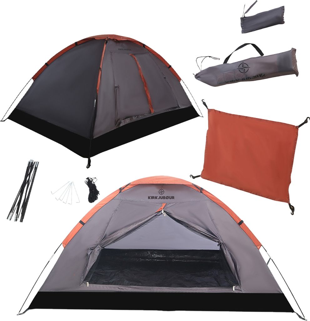 KIRKJUBØUR "Vindr" 1 Person-Camping-Zelt, wasserdicht, UV-Schutz 50+, leicht & stabil, mit Zubehör & Tragetasche, schnell aufbaubar dunkelgrau|...