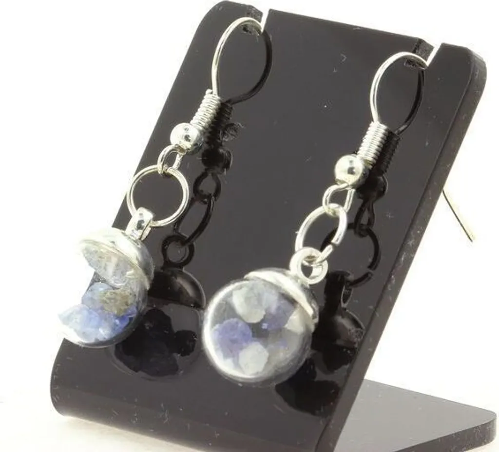 Boucles d'oreilles en cristal Benitoit bleu rare et argent massif 925