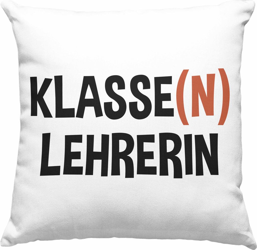 Trendation - - Klassenlehrerin Leherin Geschenk Deko-Kissen mit Füllung 40x40 Geschenkidee Lustig Danke Sprüche Dankeschön Grundschule (Rosa)