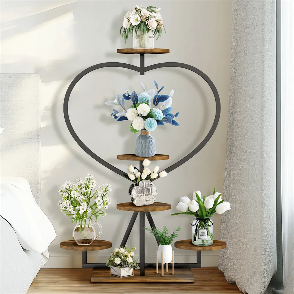 WISFOR Escalier pour fleurs à 5 étagères en forme de cœur romantique