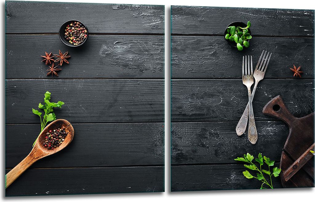 Herdabdeckplatten 2x40x52 Glaskeramikkochfeld 2-Teilig Glas Spritzschutz Küche